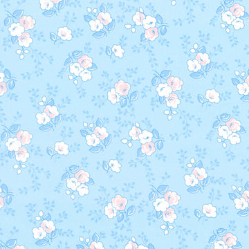 Blast from the Past - Flowers Blue Yardage