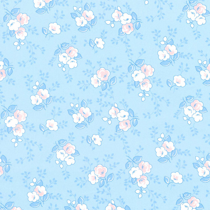 Blast from the Past - Flowers Blue Yardage