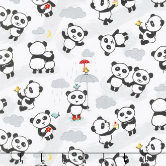 Panda Love - Toss Light Gray Yardage