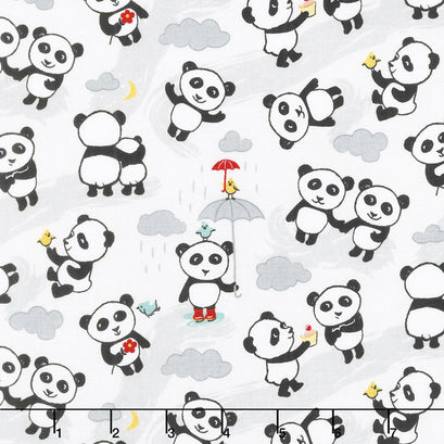 Panda Love - Toss Light Gray Yardage