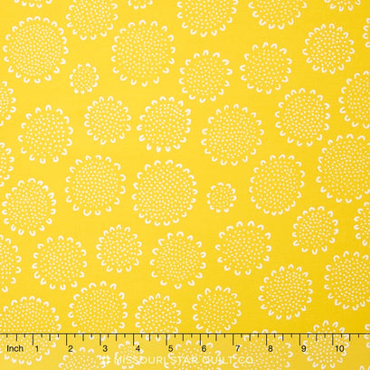 Blueberry Park - Bright Citrus Dotty Sunflowers Yardage