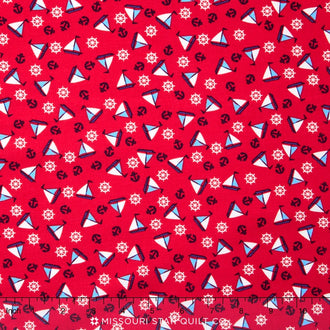 Toy Chest - Sailboats Red Yardage