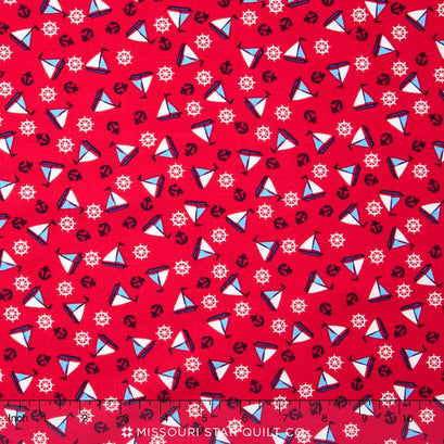Toy Chest - Sailboats Red Yardage