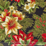 Holiday Flourish - Black Metallic Yardage