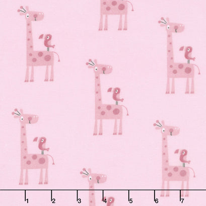 Flannel Basics - Giraffe In Color Pink Yardage