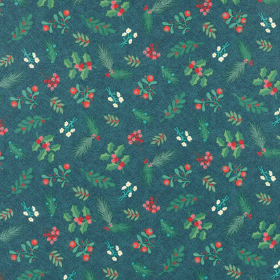 In from the Cold - Navy Greenery Yardage