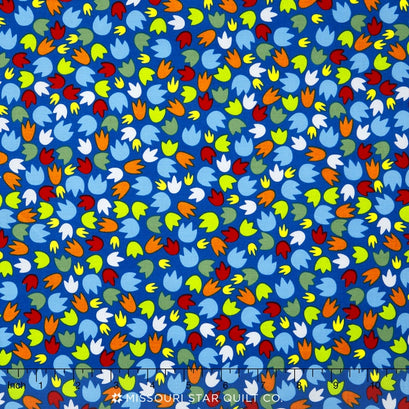 Dandy Dinos - Paw Prints Blue Yardage