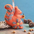 Folk Squirrel Wool Felt Embroidery Applique Ornament Kit Primary Image