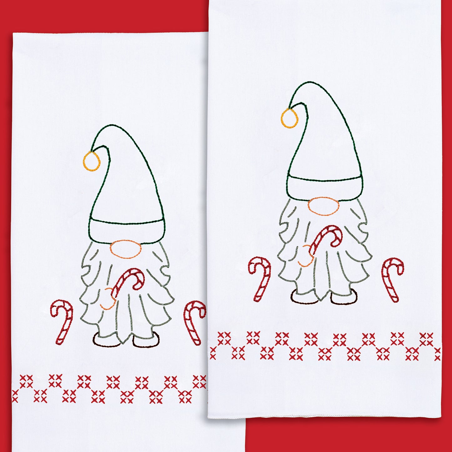 Christmas Gnome Embroidery Hand Towel Set Primary Image