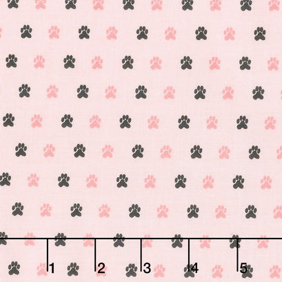 Meow and Forever - Paw Prints Pink Yardage