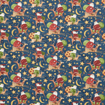 Up on the Housetop - Santa Rides Midnight Yardage
