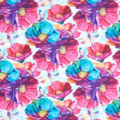 Dragonfly Dance - Supersize Floral Seafoam Multi Yardage