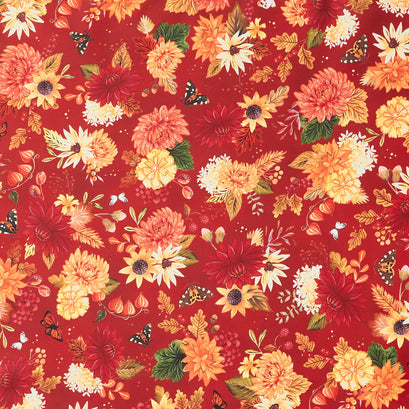 Thankful - Florals Cinnamon Yardage