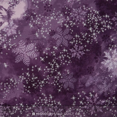 Sugar Plum - Starry Snowflake Plum Metallic Yardage