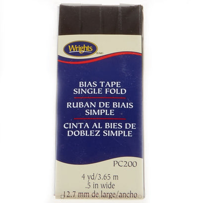 Wrights Bias Tape Single Fold 1/2" x 4yd Black