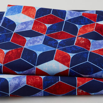 Tumbling Blocks - Patriotic 108" Wide 3 Yard Cut