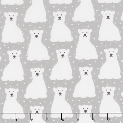 Arctic - Polar Bears Grey Yardage