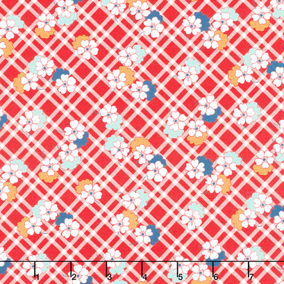 30's Playtime - Picnic Posies Scarlet Yardage