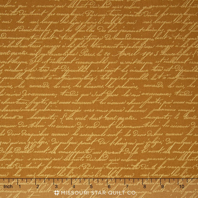 French Roosters - French Script Gold Yardage