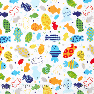 In the Ocean - Fish White Yardage