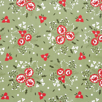 Starberry - Holiday Rose Green Yardage