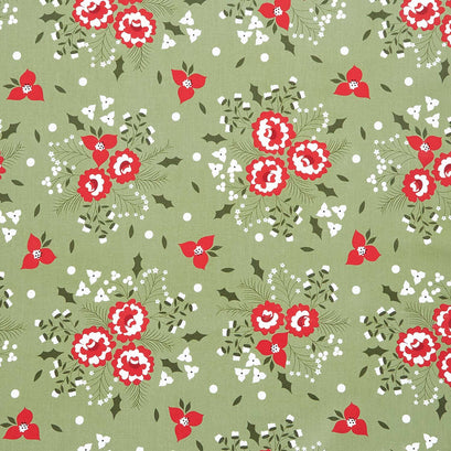 Starberry - Holiday Rose Green Yardage