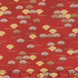 Imperial Collection 14 - Fans Crimson Metallic Yardage