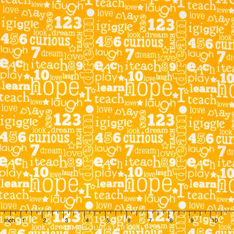Pieces of Hope 2 - Words Yellow Yardage