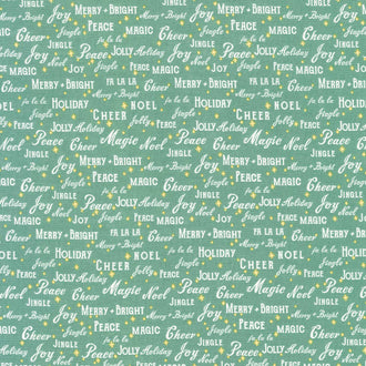 Holiday Cheer - Text Green Yardage