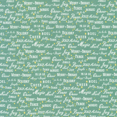 Holiday Cheer - Text Green Yardage