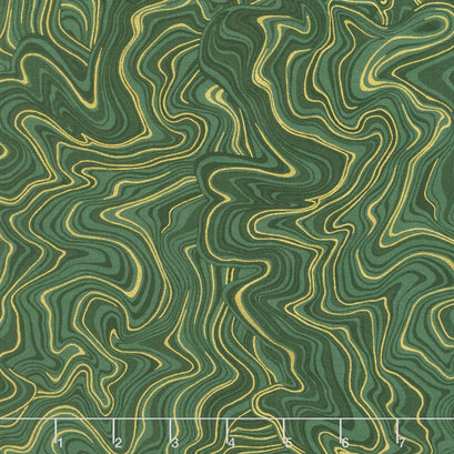 Holiday Flourish 11 - Holiday Marble Holly Metallic Yardage