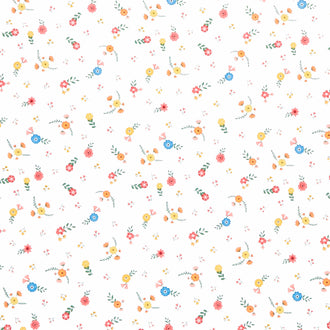 Gone Glamping - Flowers White Yardage