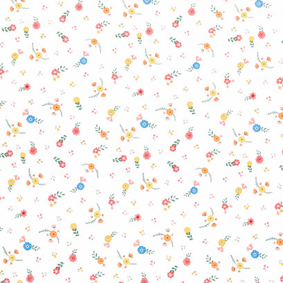 Gone Glamping - Flowers White Yardage