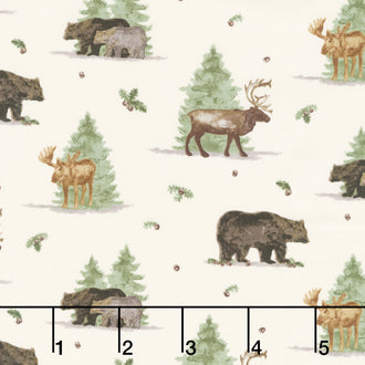 Let's Get Lost in the Woods - Forest Animals Main Off White Yardage