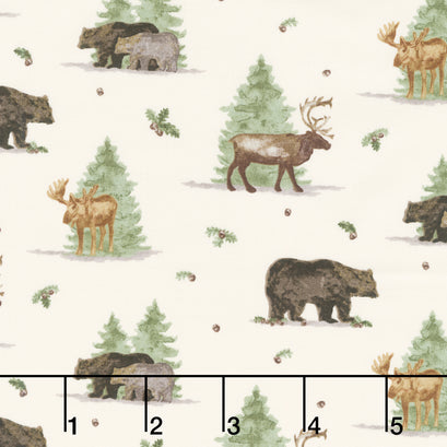Let's Get Lost in the Woods - Forest Animals Main Off White Yardage