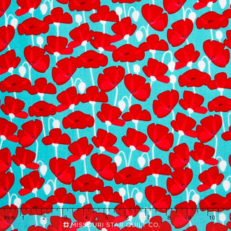 Desert Bloom - Desert Poppy Blue Yardage