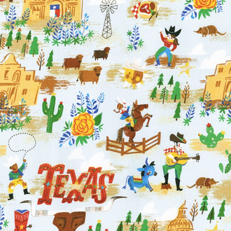 Texas - State Motif Blue Yardage