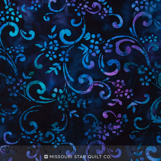 Artisan Batiks - Floriculture Floral Scroll Cornflower Yardage