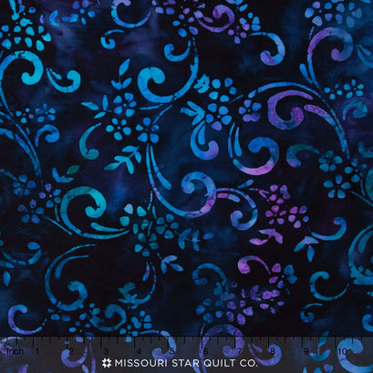 Artisan Batiks - Floriculture Floral Scroll Cornflower Yardage