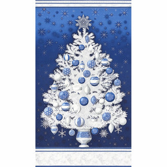 Winter's Grandeur - Frost Christmas Tree Evening Metallic Panel