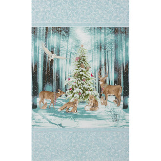 Winter White 3 - Winter Tree Animals Snow Winter Metallic Panel