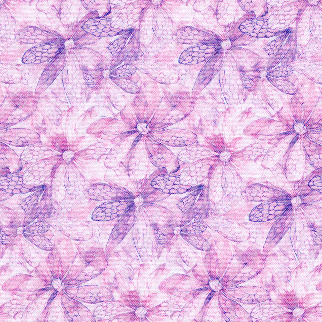 Dragonfly Illusion - Floral Texture Purple Yardage