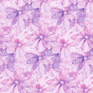 Dragonfly Illusion - Floral Texture Purple Yardage