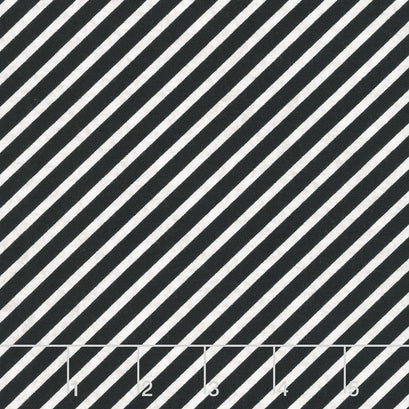 Coffee Life - Diagonal Stripe White Black Yardage