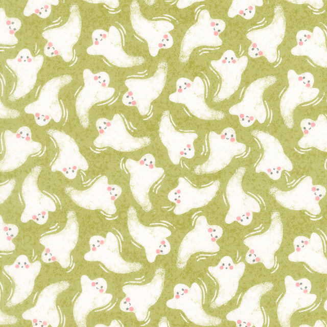 Hey Boo - Friendly Ghost Witchy Green Yardage Primary Image