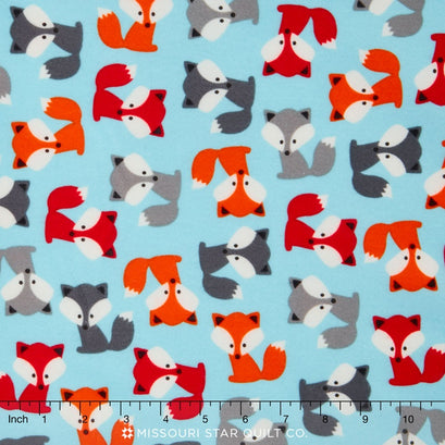 Urban Zoologie Flannel - Aqua Fox Yardage
