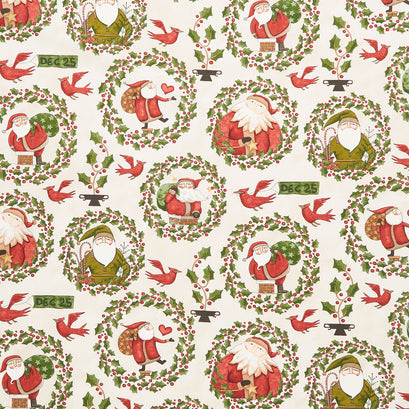 Up on the Housetop - Santa Holly Snowflake Yardage