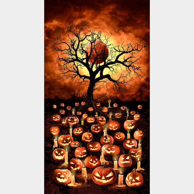 All Hallows Eve (Timeless Treasures) - Jack O Lantern Orange Panel Primary Image