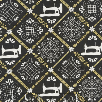 Sewing with Singer - Lattice Black Metallic Yardage