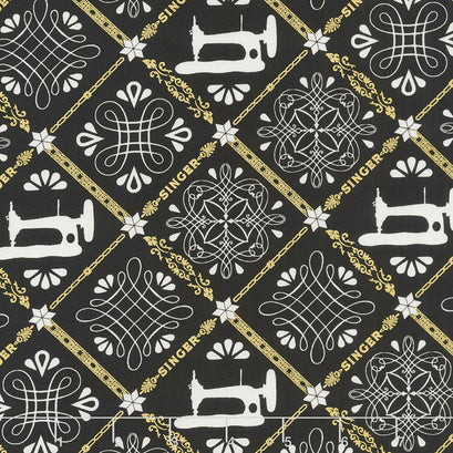 Sewing with Singer - Lattice Black Metallic Yardage